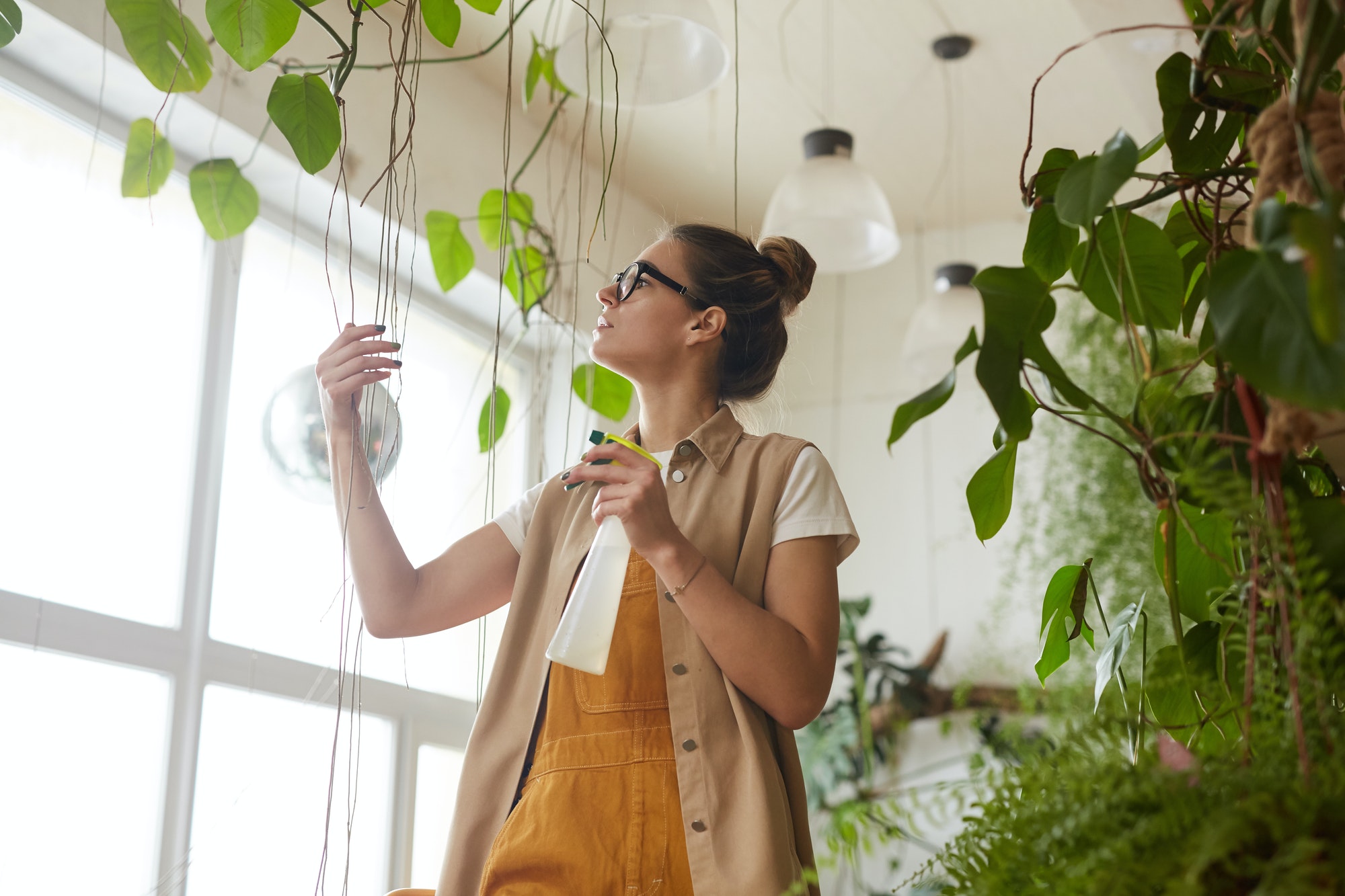 Woman working with plants